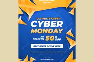 Realistic technology cyber monday vertical poster template