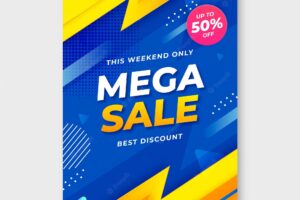 Realistic vertical sale poster template