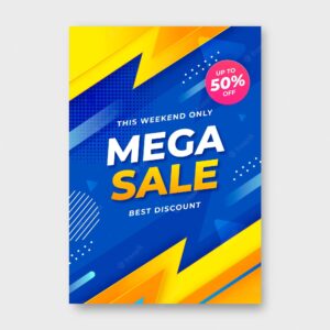 Realistic vertical sale poster template