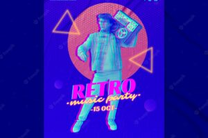Retro music party poster template