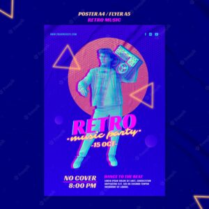Retro music party poster template
