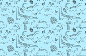 Seamless pattern with hand drawn dinosaurs.