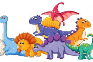 Set of different dinosaur character