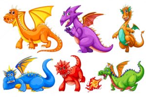 Set of dragon character