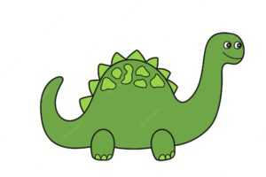 Simple cartoon icon vector simple illustration green dinosaur
