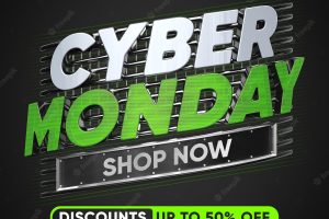 Social media cyber monday concept with up to 50 off