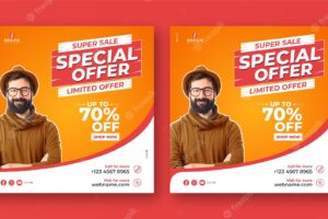 Special offer sale and flash sale flyer online shopping promotion on social media post banner
