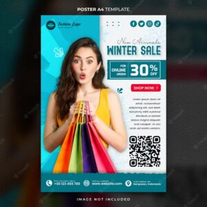 Special winter fashion flash sale poster or banner template ready to print