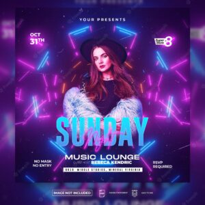 Sunday party or night club party event flyer or social media post template
