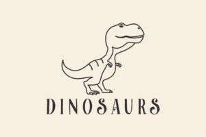Trex dinosaur line style cute logo vector icon symbol illustration design