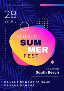 Tropical party poster template with summer fest