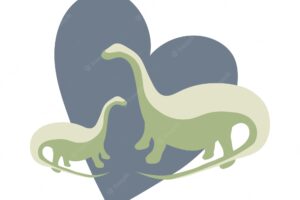 Two green dinosaurs with blue heart background animal protection animal love theme dinosaur family