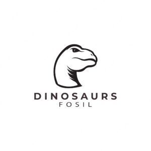 Tyrannosaur trex fossil silhouette logo vector icon symbol design