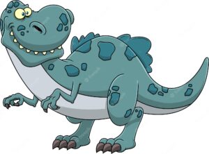 Tyrannosaurus dinosaur cartoon character vector hand drawn illustration