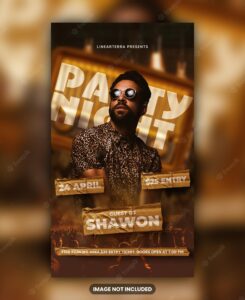 Urban club dj summer night music event party instagram and facebook story template design