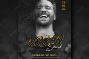 Urban night music festival flyer or party poster template
