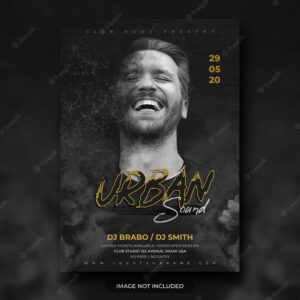 Urban night music festival flyer or party poster template