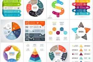 Vector infographic set presentation template circle diagram chart 5 options steps