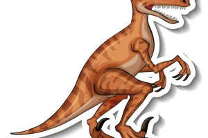 Velociraptor dinosaur cartoon character sticker