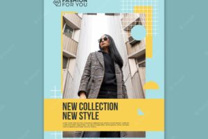 Vertical flyer for fashion collection with woman in nature