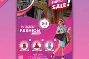 Women fashion letterhead flyer design template full vector eps